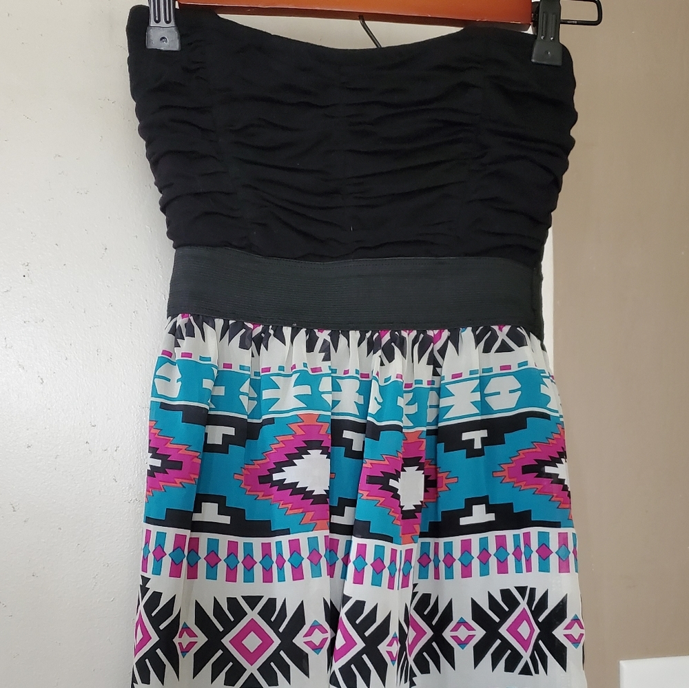 Strapless cinched mini dress